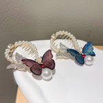 Pince à Cheveux Papillon Strass Brodé Serre-queue de Cheval