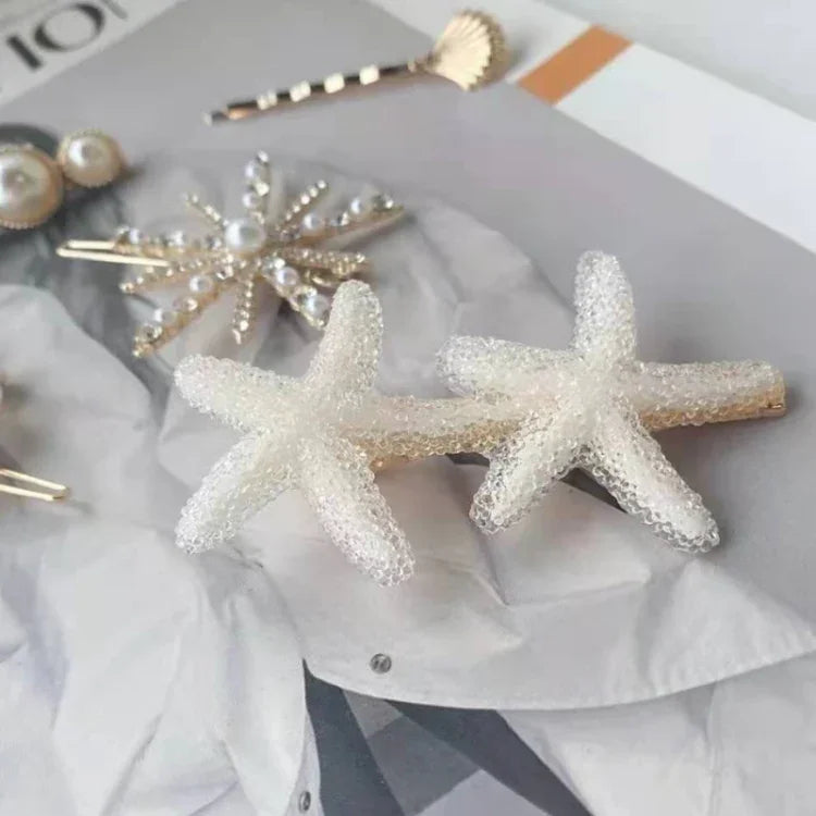 Épingle à Cheveux en Strass Perle de Mer Étoile Coiffe pour Jeunes Filles