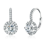 Boucles d'oreilles élégantes en argent sterling S925, moissanite et zircone, plaquées or blanc, MSE002