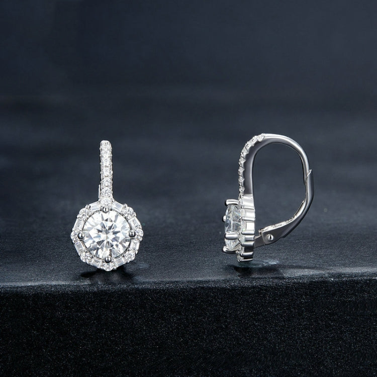 Boucles d'oreilles élégantes en argent sterling S925, moissanite et zircone, plaquées or blanc, MSE002