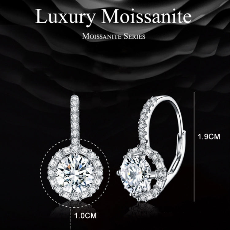 Boucles d'oreilles élégantes en argent sterling S925, moissanite et zircone, plaquées or blanc, MSE002