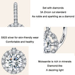 Boucles d'oreilles élégantes en argent sterling S925, moissanite et zircone, plaquées or blanc, MSE002
