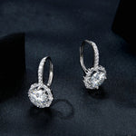 Boucles d'oreilles élégantes en argent sterling S925, moissanite et zircone, plaquées or blanc, MSE002