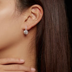 Boucles d'oreilles élégantes en argent sterling S925, moissanite et zircone, plaquées or blanc, MSE002