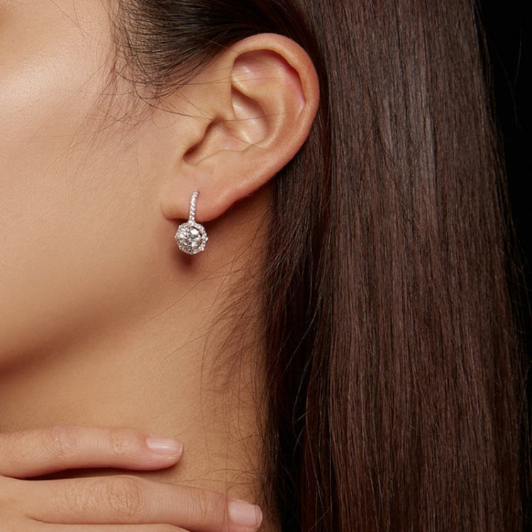 Boucles d'oreilles élégantes en argent sterling S925, moissanite et zircone, plaquées or blanc, MSE002