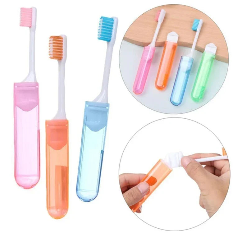 Brosse à dents pliable portable pour voyage d'affaires, poils ultra-doux multicolores, 6 brosses/lot, 4 brosses/lot