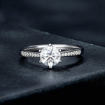 Bague Moissanite six griffes en argent sterling S925 plaqué or blanc, n°6, n°7, n°8, n°10