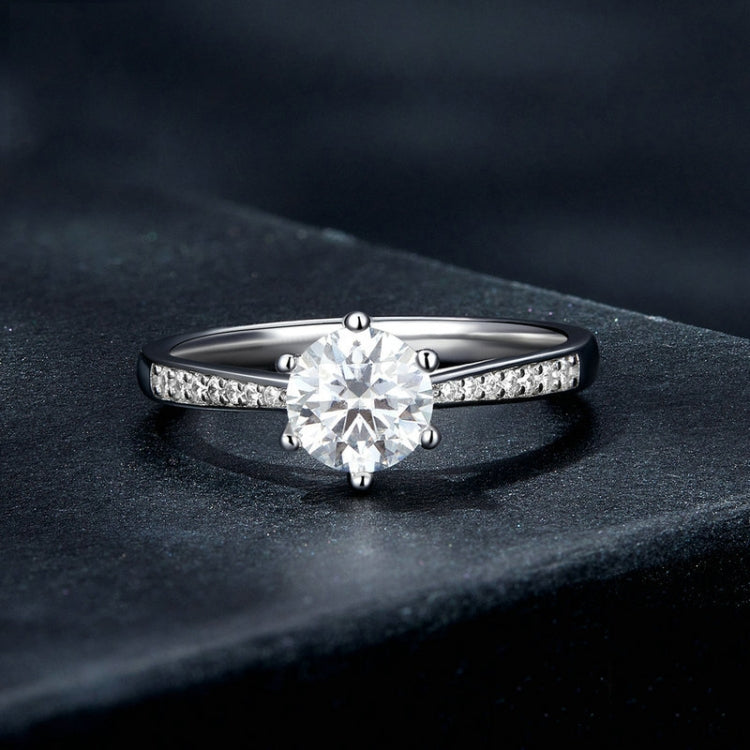 Bague Moissanite six griffes en argent sterling S925 plaqué or blanc, n°6, n°7, n°8, n°10