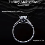 Bague Moissanite six griffes en argent sterling S925 plaqué or blanc, n°6, n°7, n°8, n°10