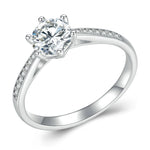 Bague Moissanite six griffes en argent sterling S925 plaqué or blanc, n°6, n°7, n°8, n°10