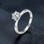 MSR006 Bague en argent sterling S925 avec moissanite à six griffes, bijou plaqué or blanc, T6, T7, T8