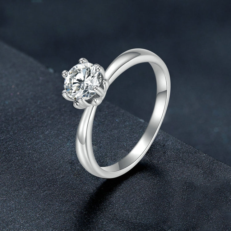 MSR006 Bague en argent sterling S925 avec moissanite à six griffes, bijou plaqué or blanc, T6, T7, T8