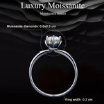MSR006 Bague en argent sterling S925 avec moissanite à six griffes, bijou plaqué or blanc, T6, T7, T8
