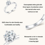 MSR006 Bague en argent sterling S925 avec moissanite à six griffes, bijou plaqué or blanc, T6, T7, T8