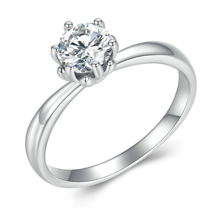 MSR006 Bague en argent sterling S925 avec moissanite à six griffes, bijou plaqué or blanc, T6, T7, T8
