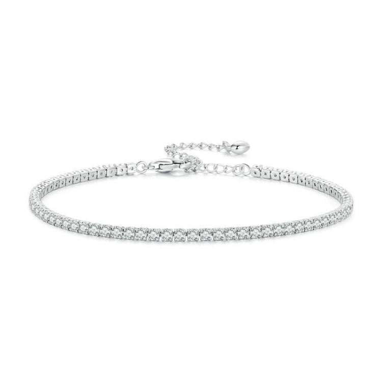 Bracelet en Argent Sterling S925 Plaqué Or Blanc avec Zircons, BSB097