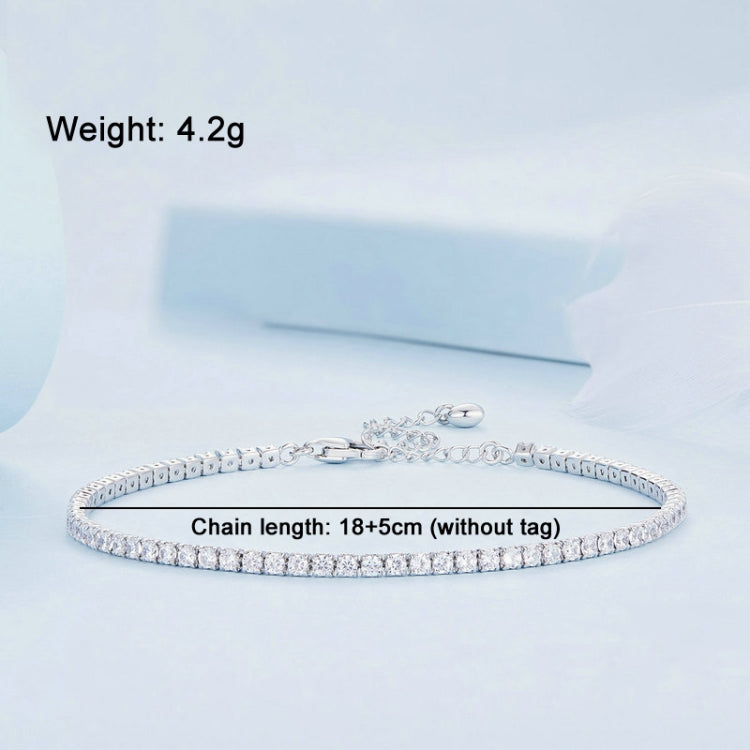 Bracelet en Argent Sterling S925 Plaqué Or Blanc avec Zircons, BSB097