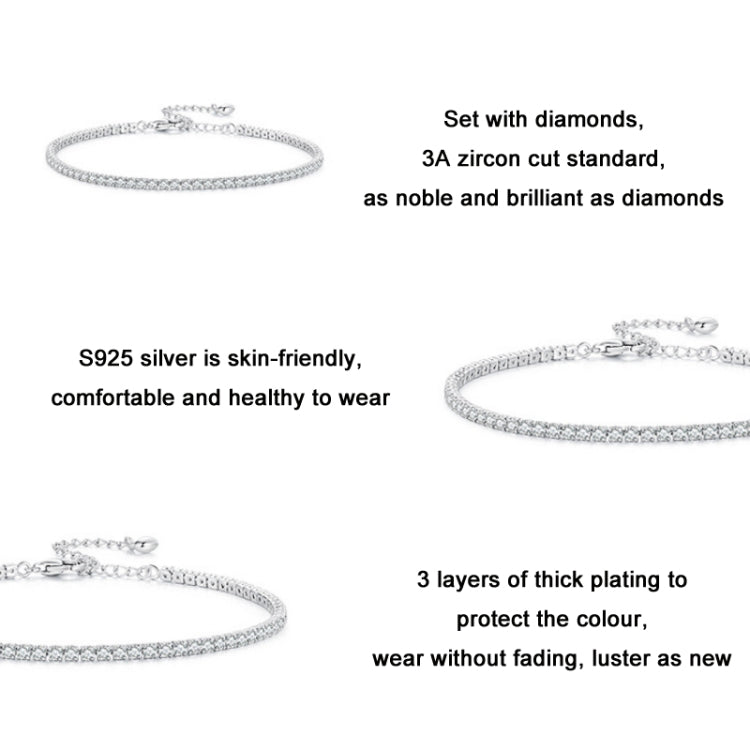 Bracelet en Argent Sterling S925 Plaqué Or Blanc avec Zircons, BSB097