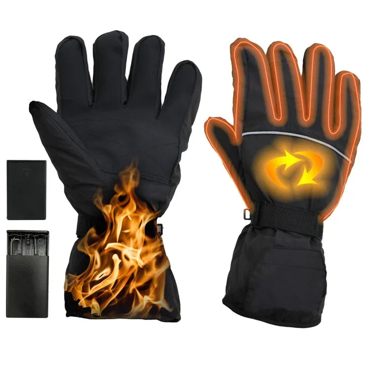 Gants Chauffants Tactiles de Ski pour Sports de Plein Air, Noir, Noir+Câble USB