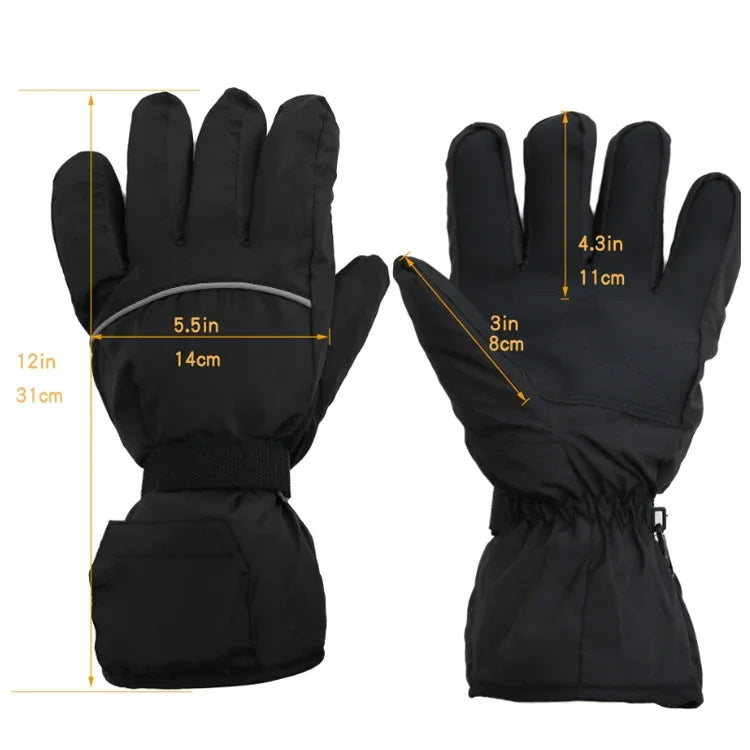 Gants Chauffants Tactiles de Ski pour Sports de Plein Air, Noir, Noir+Câble USB