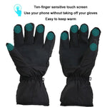 Gants Chauffants Tactiles de Ski pour Sports de Plein Air, Noir, Noir+Câble USB