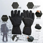 Gants Chauffants Tactiles de Ski pour Sports de Plein Air, Noir, Noir+Câble USB