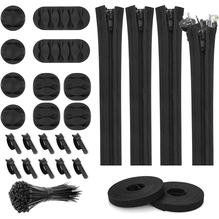 Kit de gestion de câbles 3 en 1 0,5m Manchon de câble avec fermeture éclair Clip de câble, 5 en 1, kit 3 en 1 0,5m, 4 attaches à fermeture éclair, kit 3 en 1 5m