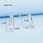 Boucles d'oreilles en Argent Sterling S925 Plaqué Or Blanc avec Zircons et Lignes Creuses, BSE732