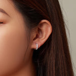 Boucles d'oreilles fleur éclose en argent sterling S925 et zircone, BSE734