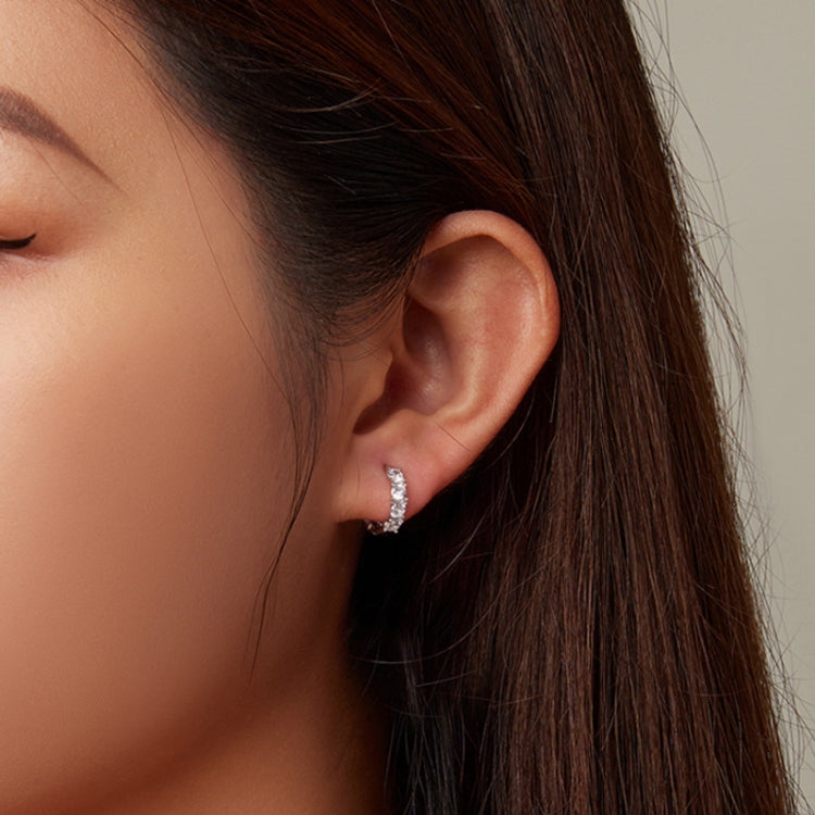 Boucles d'oreilles fleur éclose en argent sterling S925 et zircone, BSE734