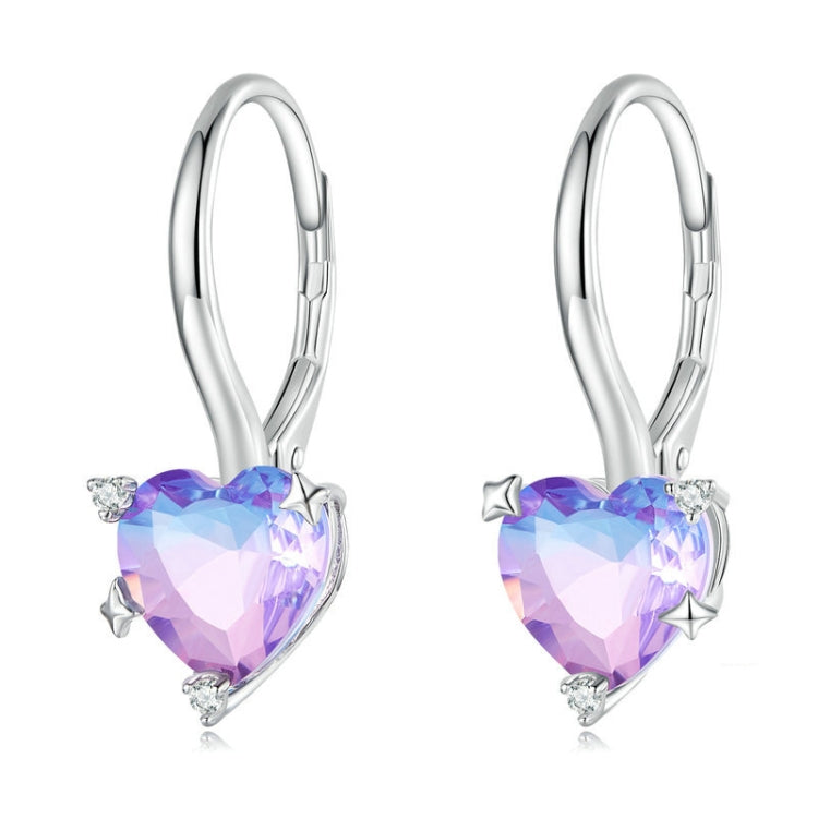 Boucles d'oreilles cœur illusion en Argent sterling S925 plaqué or blanc et Zirconium, BSE743