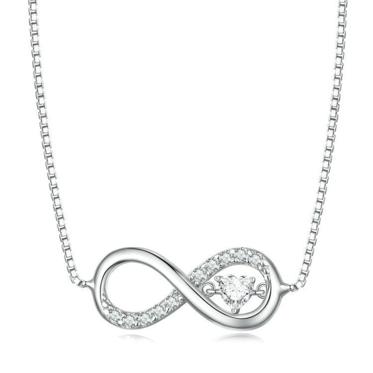 Collier en argent sterling S925 avec pendentif cœur infini zirconium, symbole éternel, BSN276