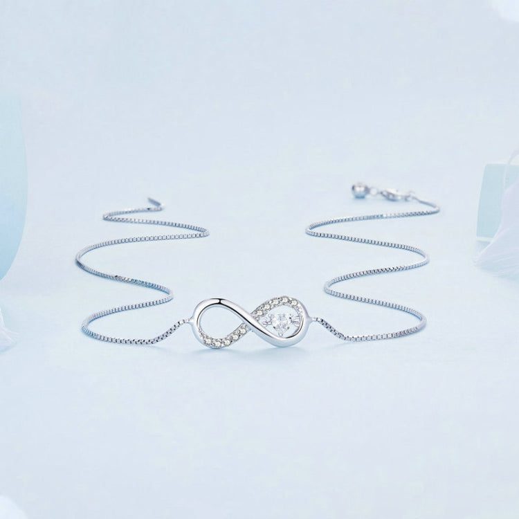 Collier en argent sterling S925 avec pendentif cœur infini zirconium, symbole éternel, BSN276
