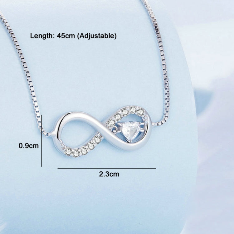 Collier en argent sterling S925 avec pendentif cœur infini zirconium, symbole éternel, BSN276