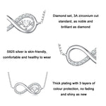 Collier en argent sterling S925 avec pendentif cœur infini zirconium, symbole éternel, BSN276