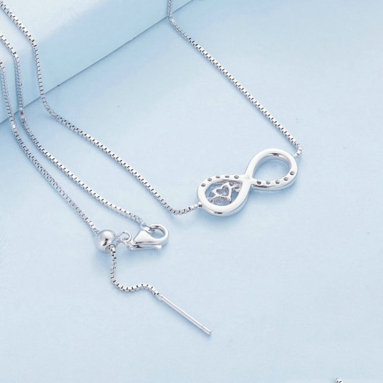 Collier en argent sterling S925 avec pendentif cœur infini zirconium, symbole éternel, BSN276