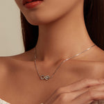 Collier en argent sterling S925 avec pendentif cœur infini zirconium, symbole éternel, BSN276