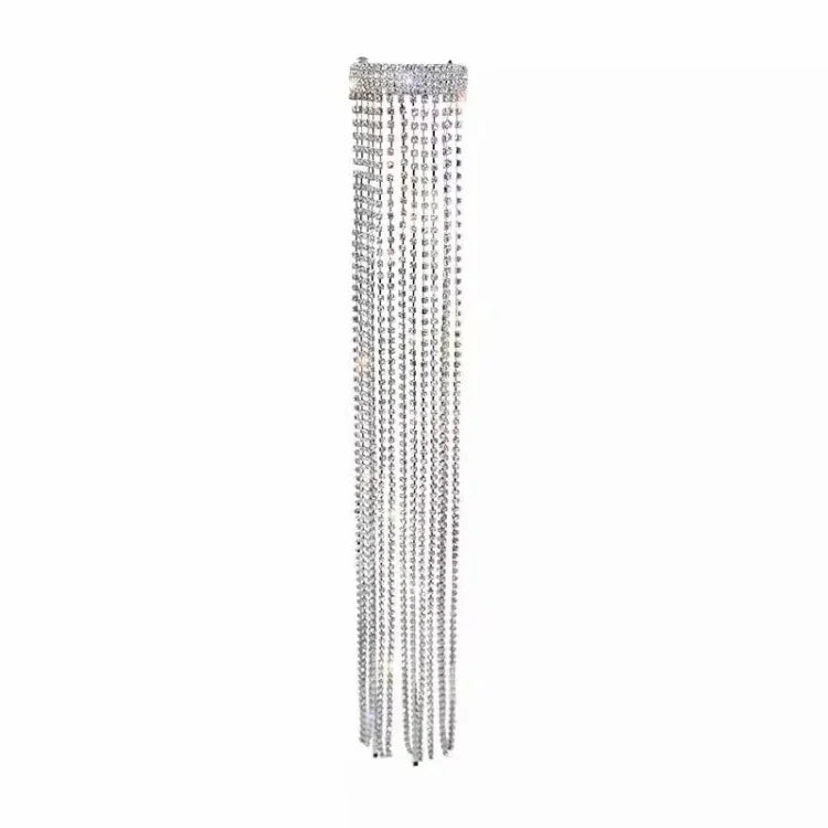 Bandeau Cheveux Tressé Femme avec Chaîne Diamant Frange Scintillante, Bandeau Cheveux Chaîne