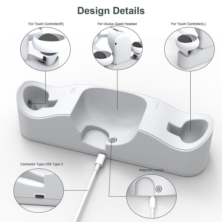 JYS OC003 Pour lunettes VR Meta Quest 2 Poignée chargeur magnétique, chargeur magnétique