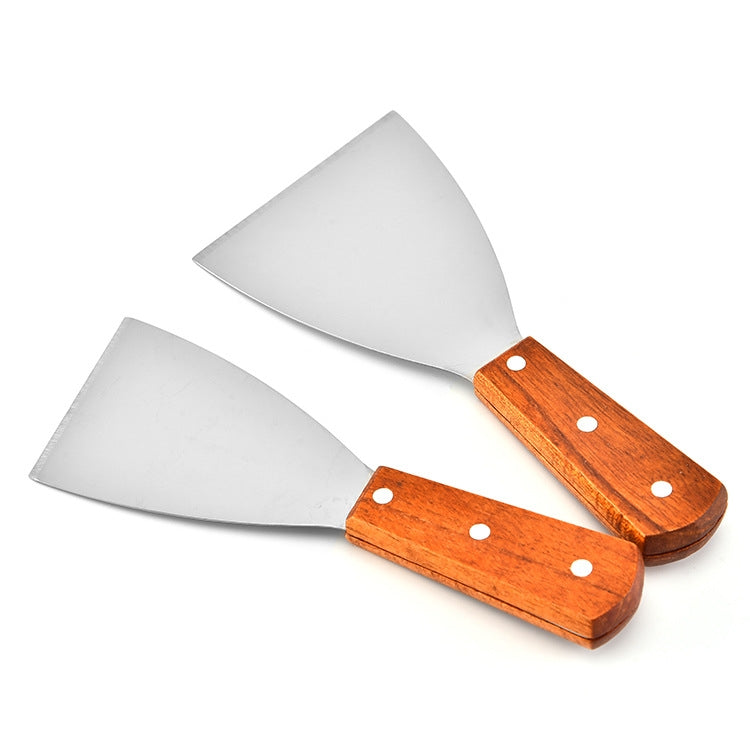 2pcs Stainless Steel Pizza and Steak Shovel Wooden Handle Slanted Shovel Kitchen Tool, S, L