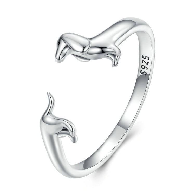 Bague ouverte en argent sterling S925 motif teckel, SCR894
