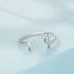 Bague ouverte en argent sterling S925 motif teckel, SCR894
