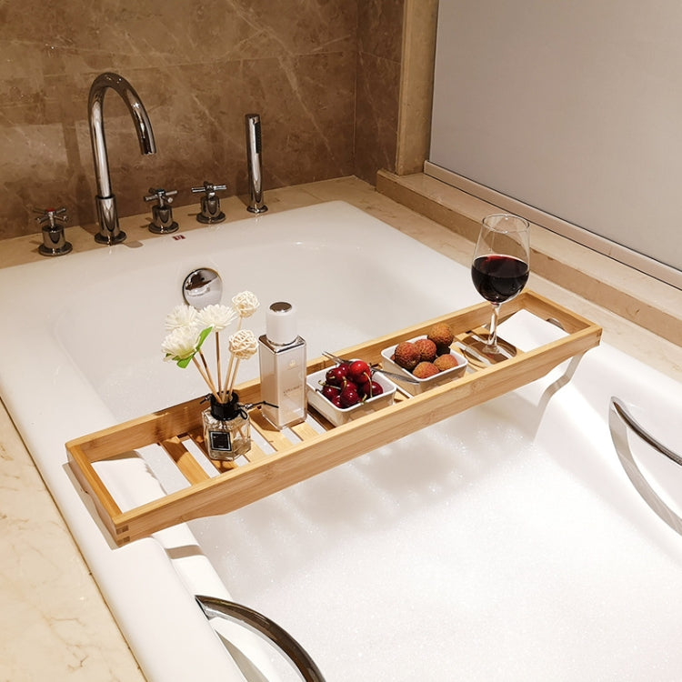 Étagère de baignoire antidérapante multifonctionnelle en bambou, couleur bambou, blanc