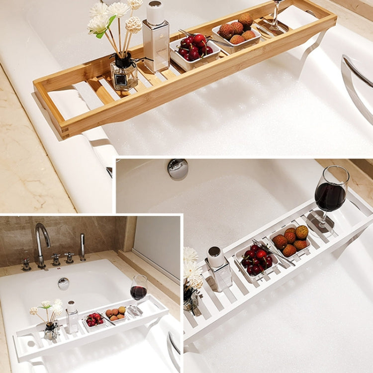 Étagère de baignoire antidérapante multifonctionnelle en bambou, couleur bambou, blanc