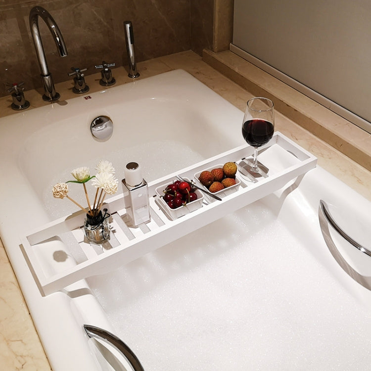 Étagère de baignoire antidérapante multifonctionnelle en bambou, couleur bambou, blanc