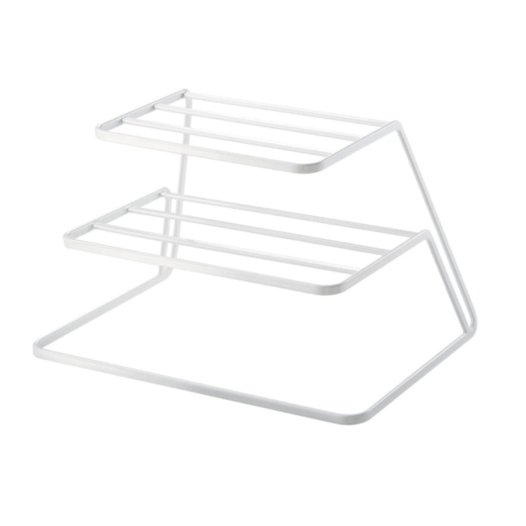 Étagère de Rangement pour Vaisselle à Trois Niveaux pour Cuisine, Blanc, Noir