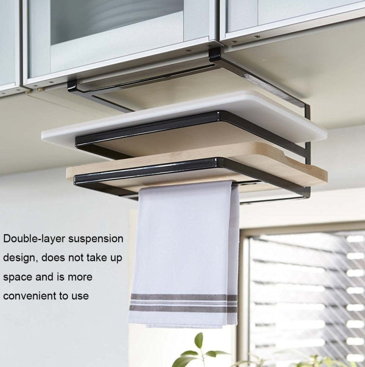 Support de rangement mural double couche sans perçage pour planches à découper de cuisine