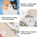 8 sacs de rangement pour serviettes hygiéniques en coton et lin, pochette pratique, arbre blanc à fond noir, chameau gris, chat porte-bonheur, feuilles, chat bleu, tortue