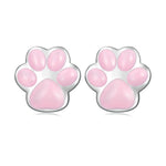 Boucles d'oreilles clous plaquées platine motif patte de chat en argent sterling S925, SCE1516-A