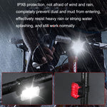 Lampe de vélo LED rechargeable USB pour extérieur, style : lumière avant, feu arrière, lumière avant + feu arrière